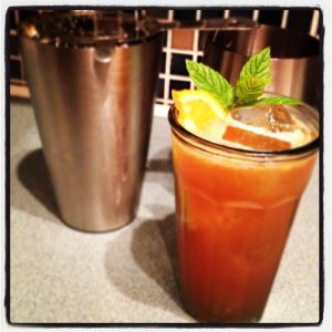 An image of the #3 Cup cocktail submitted by n0tquitethere that contains Cognac, Ginger Beer, Sweet Vermouth, Curaçao Triple Sec, Cherry Brandy, Lemon, Mint, Mint, Cucumber and Orange