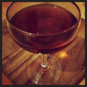 An image of the Alice cocktail submitted by n0tquitethere that contains Blended Scotch, Punt e Mes, Kümmel and Orange