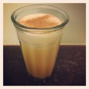 An image of the Coda cocktail submitted by n0tquitethere that contains Gold Rum, Agricole Rhum, Lime, Demerara Syrup, Allspice Dram, Egg and Nutmeg