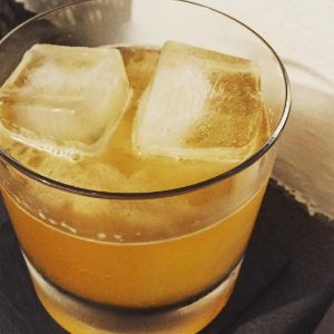 An image of the Cold Blood Fashion cocktail submitted by n0tquitethere that contains Genever, Orange, Simple Syrup, Whiskey Barrel Aged Bitters and Saison