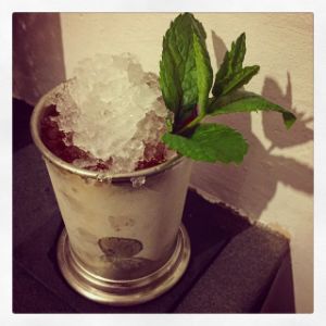 An image of the Count Camillo's Derby cocktail submitted by n0tquitethere that contains London Dry Gin, Sweet Vermouth, Turin Bitters, Mint and Mint