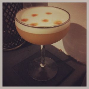 An image of the Filibuster cocktail submitted by n0tquitethere that contains Rye Whiskey, Lemon, Maple Syrup, Egg and Angostura Bitters