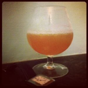 An image of the Mansion in the Sky cocktail submitted by n0tquitethere that contains Bourbon, Lemon, Apricot Brandy, Falernum, Kümmel and Angostura Bitters