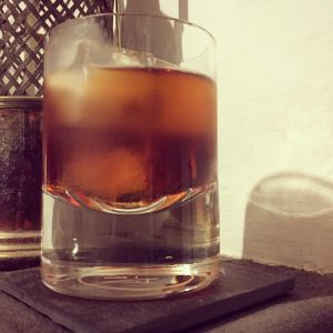 An image of the Monte Cassino cocktail submitted by n0tquitethere that contains Cognac, Turin Bitters, Amaro Montenegro and Peach Bitters