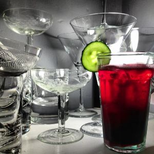 An image of the Noval Cup cocktail submitted by n0tquitethere that contains LBV Port, Lemon, Simple Syrup, Strawberries, Soda Water and Cucumber