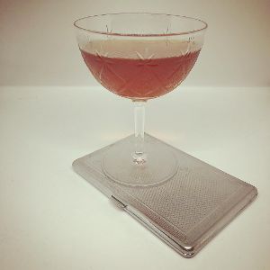 An image of the Ray Long cocktail submitted by n0tquitethere that contains Brandy, Sweet Vermouth, Angostura Bitters and Absinthe