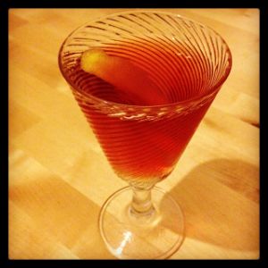 An image of the Sazerac cocktail submitted by n0tquitethere that contains Bourbon, Cognac, Peychauds Bitters, Absinthe, Lemon and Demerara Sugar