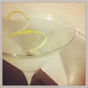 An image of the The Vesper cocktail submitted by Toby that contains London Dry Gin, Plain Vodka, Cocchi Americano and Lemon