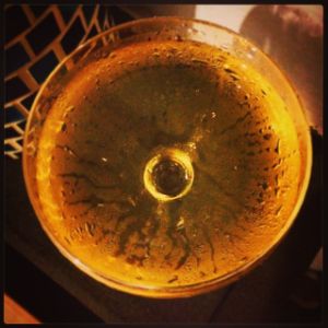 An image of the Velvet Glove cocktail submitted by n0tquitethere that contains Quinquina, Cognac, Crème de Cacao Blanc and Lemon